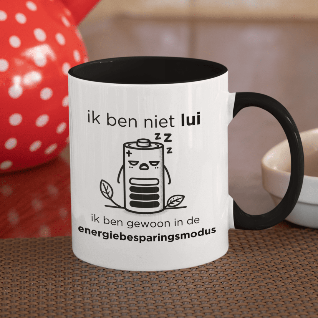 Ik ben niet lui mok productafbeelding achterkant