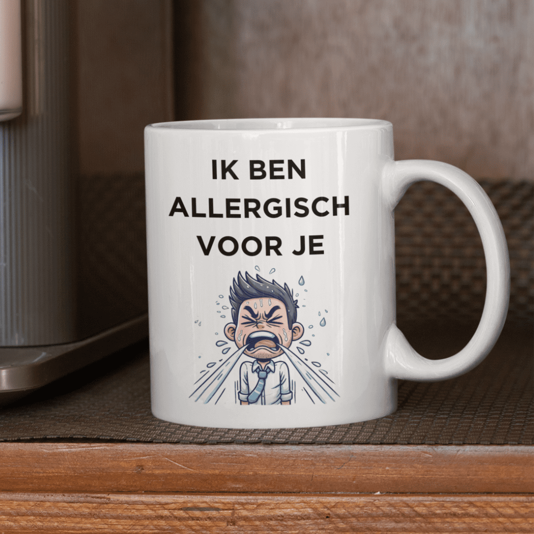 ik ben allergisch voor je mok achterkant