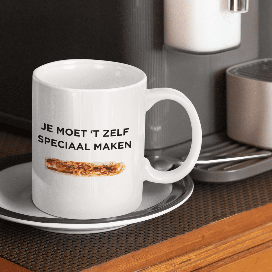 Het leven is als een frikandel afbeelding mok