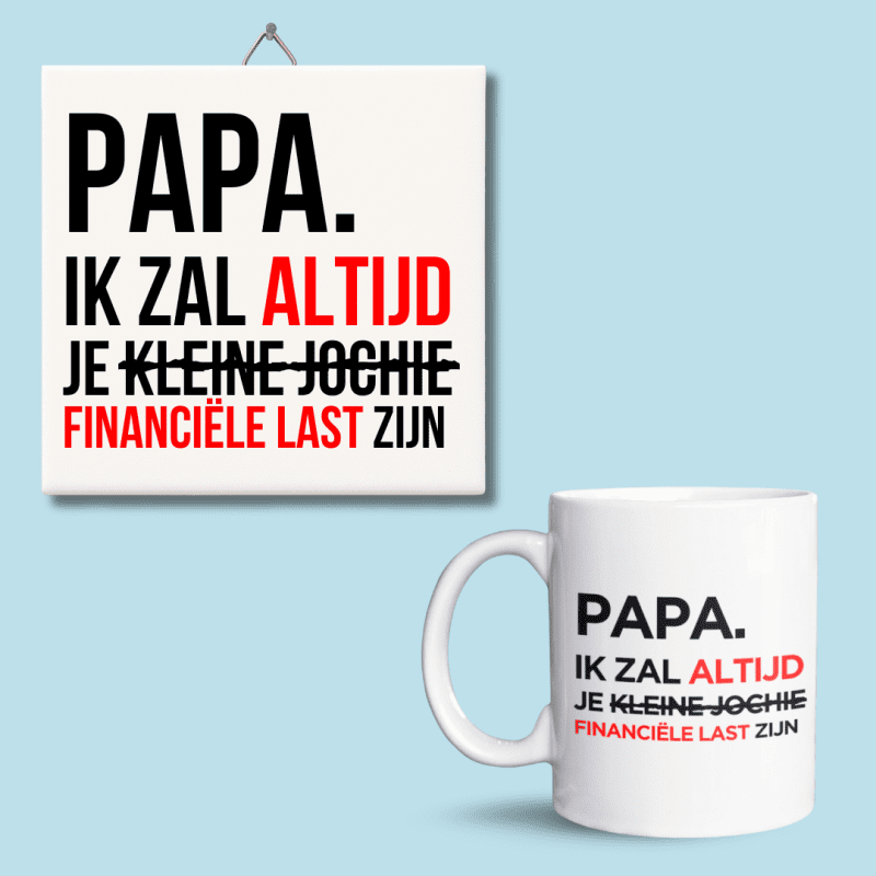 Papa, je kleine meisje / jochie tegeltje & mok cadeauset