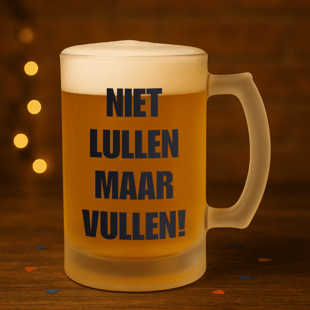 Niet lullen maar vullen bierpul