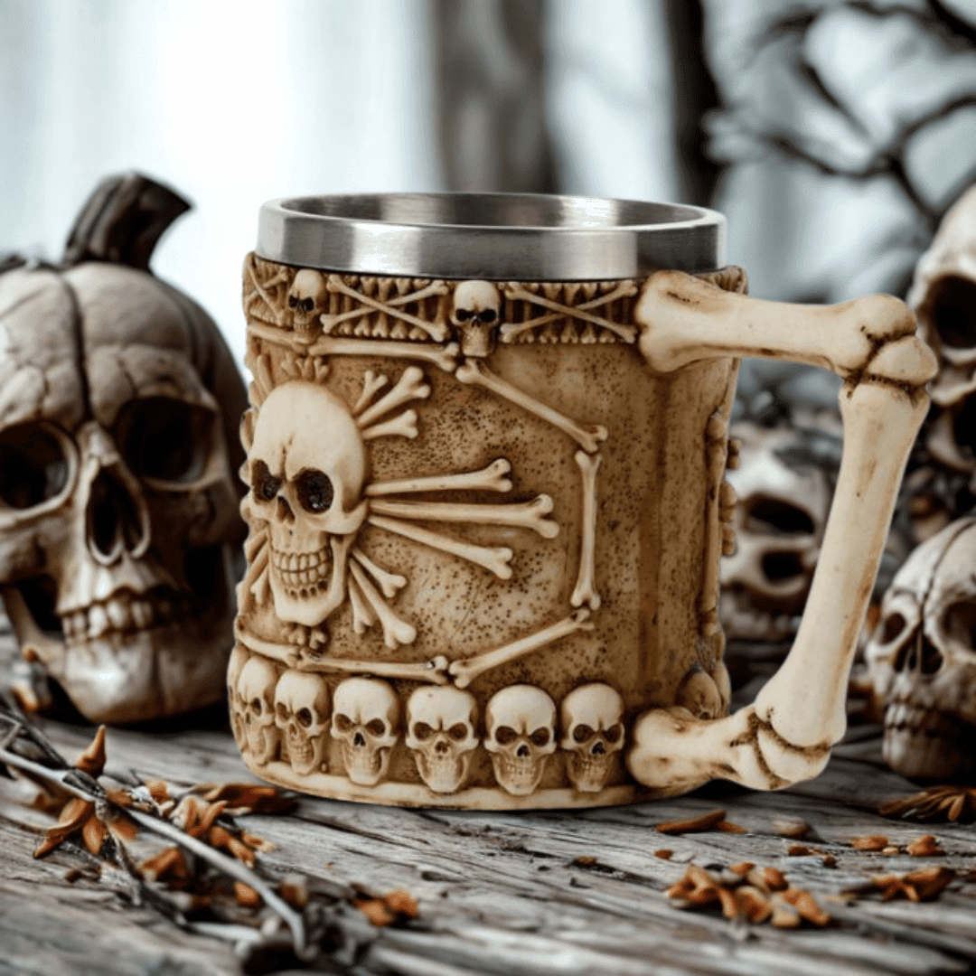 Schedel met bot handvat