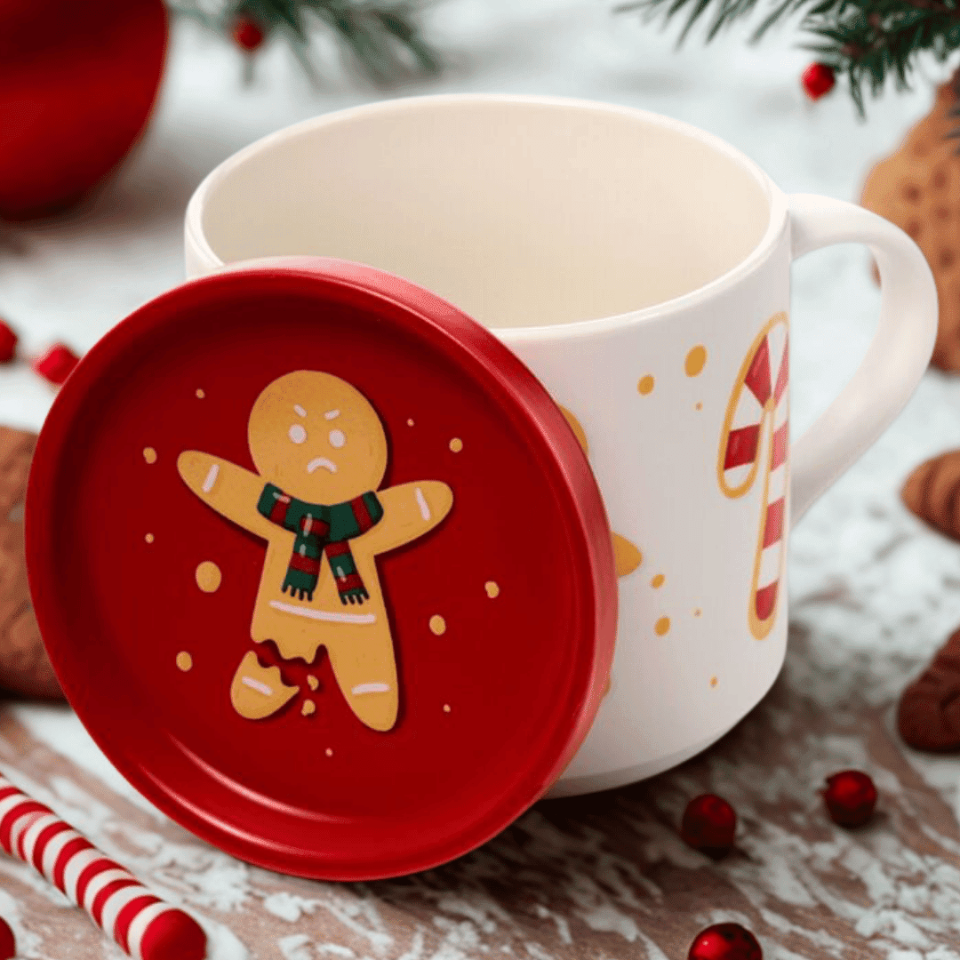 Kerstmok met koekmannetje & coaster set