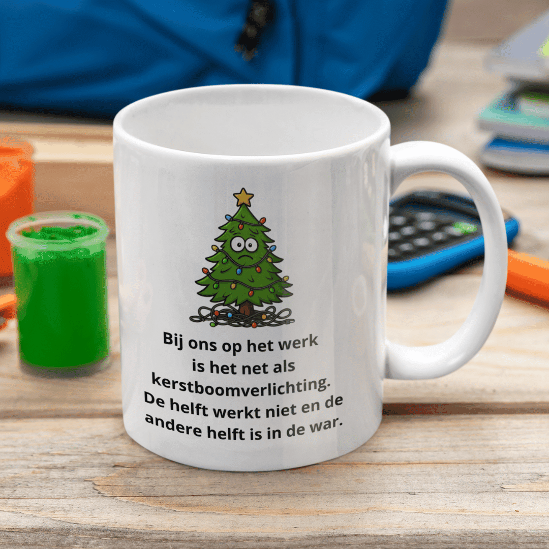 Bij ons op het werk is het net als kerstboomverlichting