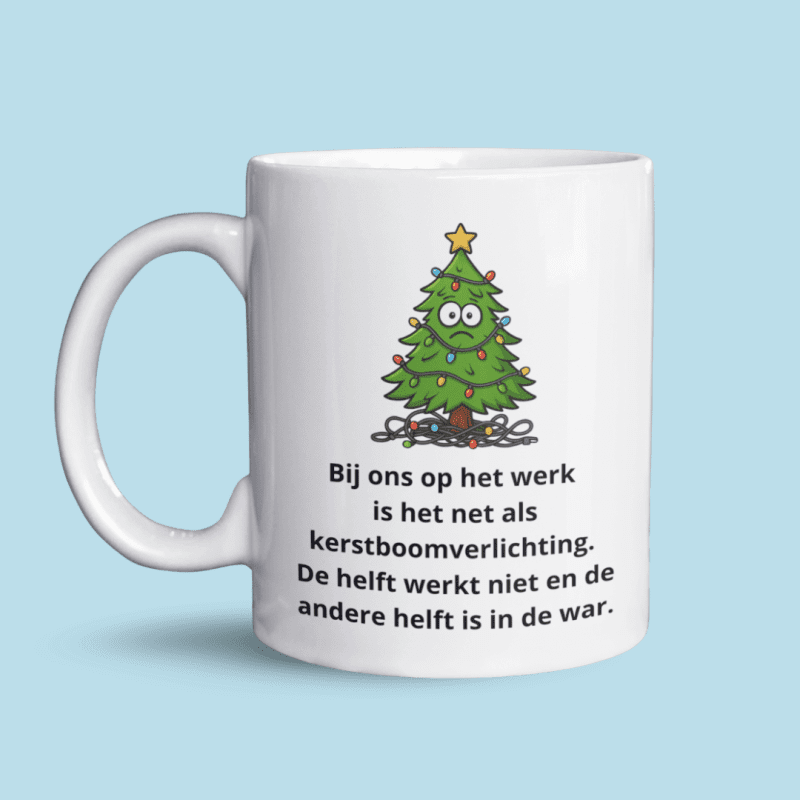 Bij ons op het werk is het net als kerstboomverlichting