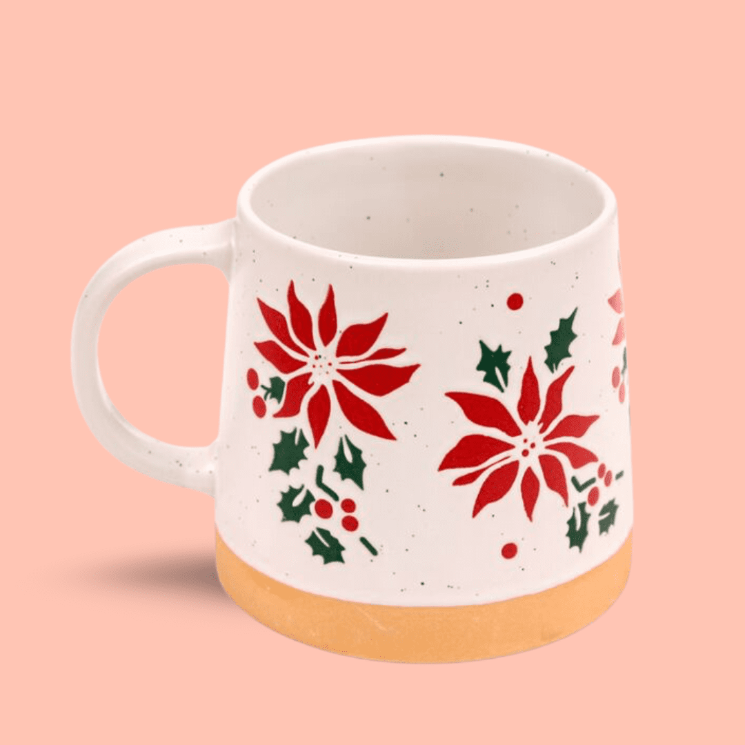 Kerstmok met Poinsettia Design