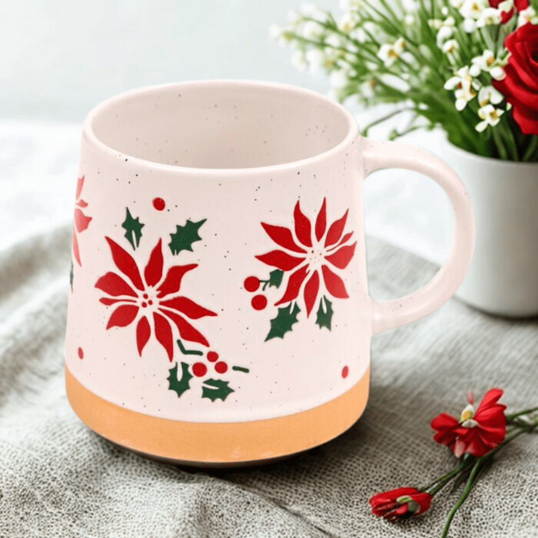Kerstmok met Poinsettia Design